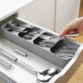 1pc Multifunctional Knife And Fork Compartment Storage Box; Cutlery Spoon Box Knife And Fork Divider Organizer; Kitchen Drawer Storage Box Tray;