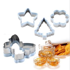 Stainless Steel 4 pcs Cookie Cutter Set Holiday Cookies Cutters for Making Christmas Tree Star Flower Butterfly Shaped Fondant Biscuit Chocolate