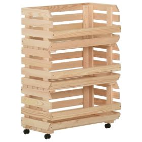 Vegetable Trolley 22.4"x11.8"x31.5" Solid Wood Pine