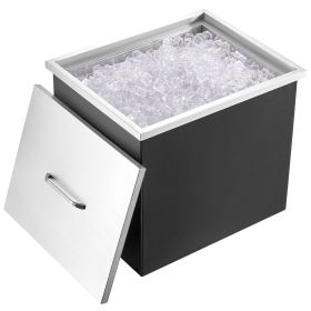 VEVOR Drop in Ice Chest, 21"L x 17"W x 18"H Stainless Steel Ice Cooler, Commercial Ice Bin with Cover, 40 qt Outdoor Kitchen Ice Bar