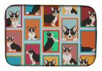 Lots of Tricolor Cardigan Corgi Dish Drying Mat Absorbent Dish Drying Mat Pad for Kitchen Counter Dish Drainer Mat for Countertop, 14 x 21"