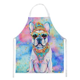 French Bulldog Hippie Dawg Apron Cooking Kitchen Server Baking Crafts Gardening for Adult Women Men, Unisex, Large, Multicolor