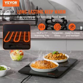 VEVOR Electric Warming Tray, 16.5" x 11" Portable Tempered Glass Heating Tray with Temperature Control (65-90¬∞C), Perfect for Dinner, Catering, House