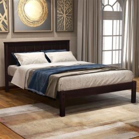 Platform Bed Frame with Headboard, Supported by Wooden Slats, No Spring Mattress Required, Single Bed, Espresso Color (Option: Espresso color)