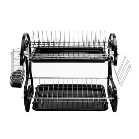 Multi-Functional Black Plastic Edge Bowl Rack (Option: Black Silver)