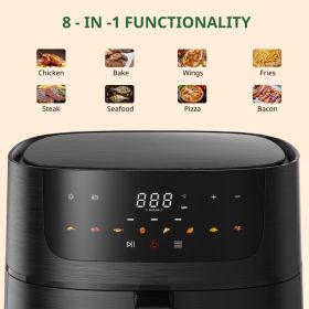 8.5 QT Air Fryer - Large Capacity For Family Gatherings, 8-in-1 Multifunctional Cooker with Touchscreen Control, Easy to Clean & Ideal for Beginn (Color: Black)