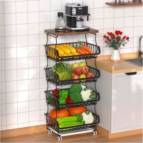 5-layer Fruit Basket, Used for Kitchen Organizer and Storage, Stackable Metal Wire Basket Vertical Cart, Prohibited Temu, Not Shipped On Weekends (Option: 5th floor)