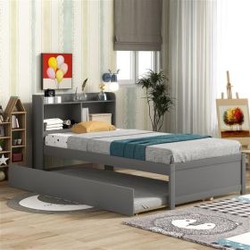 Single Bed with Roller Bed Frame, Grey (Color: Grey)