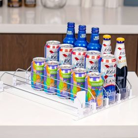 Fridge Drink Organizer-Adjustable Soda Dispenser with Smooth, Fast Pusher Glide (Option: Clear)