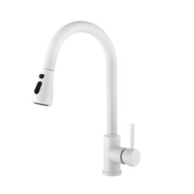 Kitchen Faucet with Pull Out Sprayer (Color: White)