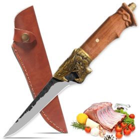 Qulajoy Boning Knife - Hand Forged Camping Knife 7Cr17MOV Blade - Dragon Head Handle and Leather Sheath - Unique Dragon Style - Viking Knife For (Option: Fillet Knife)