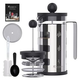 French Press Cafetiere 4 Cups, Stainless Steel Body Shell Coffee Maker- Heat Resistant - Stainless Steel Filter Coffee Press For Coffee Lover, Silver, (Option: 350ml)