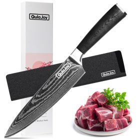 Qulajoy 8-Inch Chef Knife, Ultra Sharp Japanese Damascus VG-10 Blade, Professional Kitchen Knife with Ergonomic G10 Handle And Sheath (Option: Chef Knife)