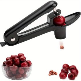 Cherry Pitter - Stainless Steel Cherries Corer Pitter Tool with Hand-held Push Design, Save Time & Space For Making Cherry Jam With Lock Design (Color: Black)