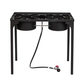 Rectangular Double Eyed Four-Legged Gas Burner (Color: Black)