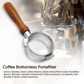 54mm Stainless Steel Coffee Machine Bottomless Filter Holder Portafilter Branch Wooden Handle Professional Coffee Accessory Compatible with Brevi (Option: Multicolor)