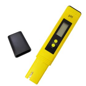 PH Meter 0.01 PH Battery Powder High Precision Water Quality EC Tester 0-14 PH Measurement Range for Aquarium Swimming Pool Digital Electric PH M (Color: Yellow)