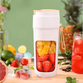 Portable Wireless Blender With The Straw; USB Travel Juice Cup Baby Food Mixing Juicer Machince With Updated 8 Blades 3000mAh Rechargeable Batter (Color: White)