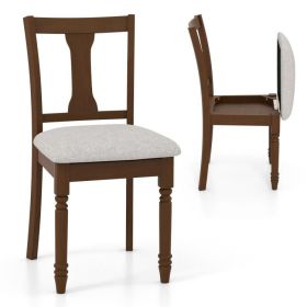 Kitchen Dining Chair with Linen Fabric and Storage Space (Color: Brown)