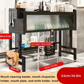 Home with cabinet door kitchen storage rack sink dish tray storage rack multi-function countertop drain rack (size: 63cm)