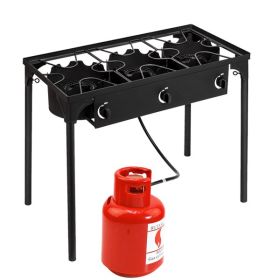 Rectangular Three Eyed Four-Legged Gas Burner (Color: Black)