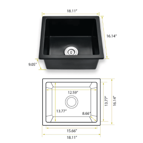 Table Sink with Basket Filter (Color: Black)