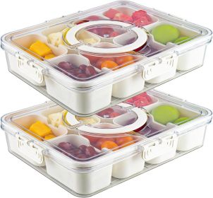 Plastic Food Storage Lunch Box with Lid 2PC (Color: White)