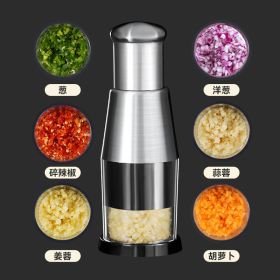 Garlic Crusher Onion Chopper Multipeeler Vegetables Chopper Manual Garlic Press Machine Garlic Squeezer Kitchen Gadget (Color: Black)